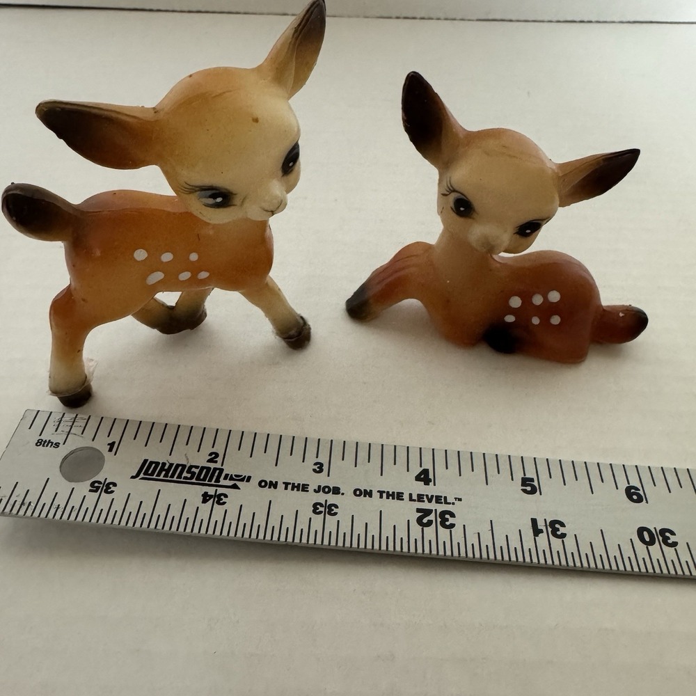 Vintage Hard Plastic Deer Bambi Laying Standing Blow Mold Figure - Picture 9 of 9